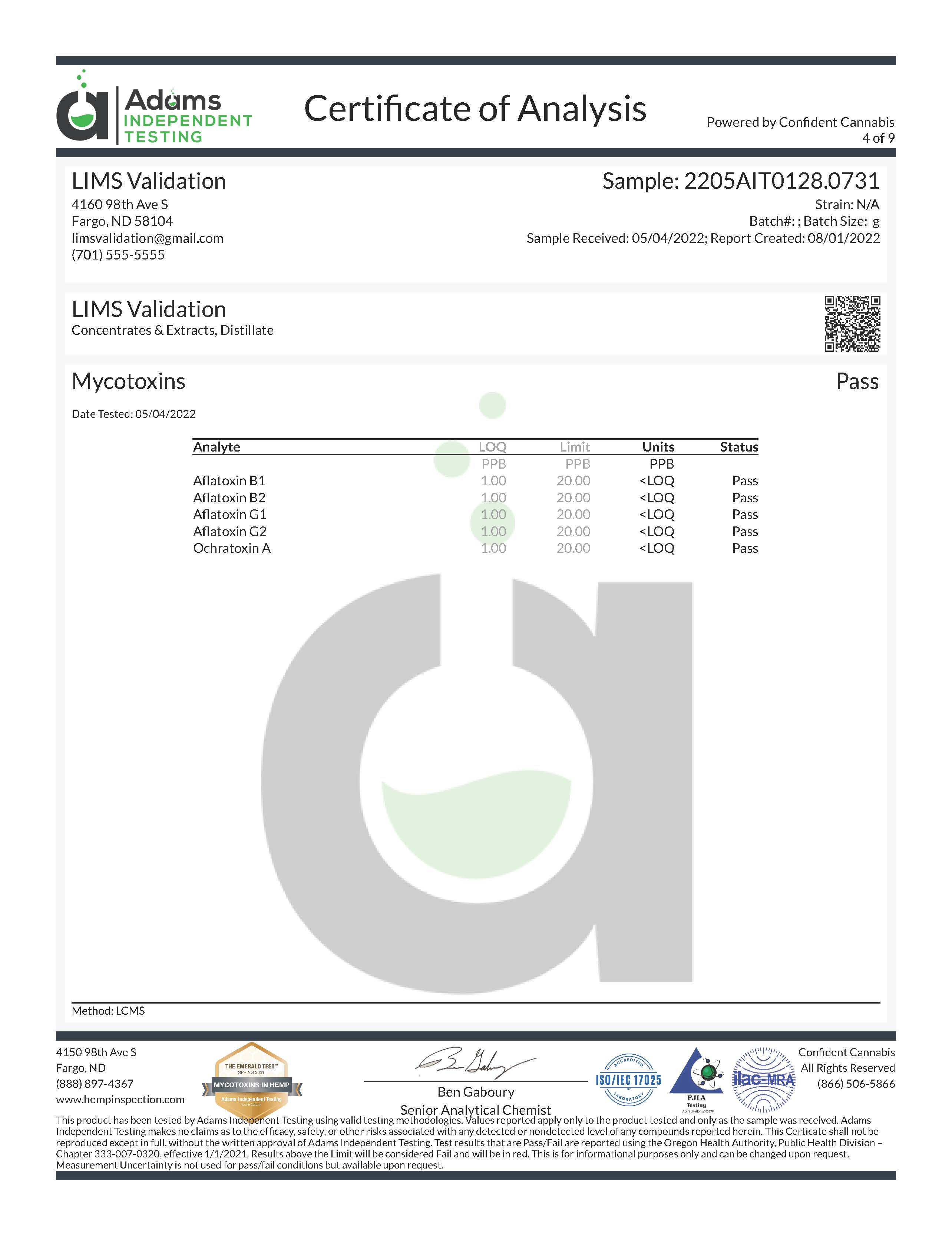 Example Mycotoxin Page